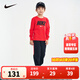 NIKE 耐克童裝男女童長(cháng)袖T恤+長(cháng)褲2件套2025春季兒童套裝 正黑色 120 /60 【建議身高110-116cm】