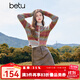 百圖betu女裝冬季新款毛衣圓領(lǐng)減齡彩色紗線(xiàn)保暖毛衫女2411X13 彩條紋 L