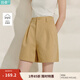茵曼（INMAN）章若楠同款|茵曼通勤純棉短褲女2025年夏季新款五分直筒白色褲子 卡其色 27
