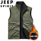 JEEP SPIRIT吉普馬甲男秋冬季無(wú)袖坎肩寬松多口袋保暖雙面穿外套 軍綠色 3XL