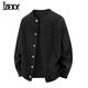 IZEXX麻花紋開(kāi)衫毛衣男秋冬季肌理感休閑百搭針織衫外套TZ01暖黑色2XL