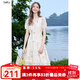 百圖betu女裝2025夏季新款短袖連衣裙重工刺繡文藝連衣裙裙子2507T67 杏色 M