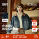 森馬（Semir）森柔牛仔|牛仔外套女短款翻領(lǐng)做舊衣服秋復古夾克小個(gè)子街頭 牛仔黃泥染80325 M