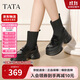 他她TATA厚底英倫靴子樂(lè )福鞋女鞋襪靴短靴冬新款 黑色CZ5 36