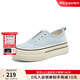 百思圖2025秋季新款松糕厚底帆布鞋百搭厚底女運(yùn)動(dòng)休閑鞋A1213CM5 淺藍(lán) 35