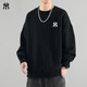 MY潮牌純棉衛衣男女純棉休閑運動(dòng)25年秋冬季新款寬松圓領(lǐng)連帽t恤 黑色圓領(lǐng) XL