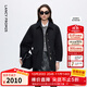 朗姿翻領(lǐng)短款簡(jiǎn)約通勤棉服復古工裝時(shí)尚夾克外套2025年冬季新款 黑色 L