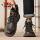 公牛世家男鞋秋冬新款復古英倫馬丁靴男士時(shí)尚百搭工裝靴中高幫系帶皮靴