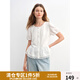 獨束大碼女裝法式云朵蕾絲小衫2025夏季新品休閑拼接百搭短袖襯衫 月光白 XL （尺碼：3）