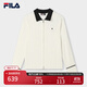 FILA 斐樂(lè )官方女裝編織外套2025春新款時(shí)尚休閑基礎簡(jiǎn)約拼色毛衣 蒸汽白-IV M 165/84A/M