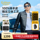 卡賓（CABBEEN）【明星同款】羊皮革真皮夾克男2025秋冬新款工裝翻領(lǐng)機車(chē)皮衣外套 煤黑色01 L /175/50