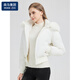 棉致大毛領(lǐng)短款羽棉絨服女2025冬季新款歐美風(fēng)收腰顯瘦減齡棉襖外套 白色 S