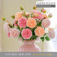 迷.妝牡丹仿真花絹花室內假花干花玫瑰花花束餐桌花擺設客廳裝飾花擺件 10支牡丹（香檳粉紅奶粉）