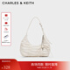 CHARLES&KEITH25秋季新品復古褶皺蝴蝶結單肩腋下包生日禮物CK2-40271626 Cream奶白色 S