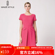 名師路品牌女裝夏裝新款簡(jiǎn)約純色A字裙短袖連衣裙 TS626113淺紫色63 M