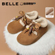 百麗（Belle）松果吐司勃肯鞋女25冬新舒適保暖毛里內增高休閑鞋B2831DM5預售 棕色 36