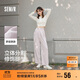 森馬（Semir）休閑褲女質(zhì)感慕斯褲慵懶垂感秋季寬松軟糯肌理闊腿褲107524127005