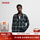 HUGO BOSS雨果男士格紋棉質(zhì)法蘭絨寬松款版型襯衫 001-黑綠撞色 M