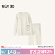ubras半邊絨家居服情侶加絨加厚睡衣女加厚保暖睡衣套裝 豆乳白色-男款 L