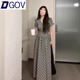 DGOV2026新款法式灰色波點(diǎn)收腰v領(lǐng)連衣裙子女夏季設計感氣質(zhì)長(cháng)裙 套裝 S 40/45kg