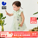 迷你巴拉【新中式】網(wǎng)紗連衣裙女童透氣純棉旗袍裙夏季國風(fēng)禮物 白綠色調00314 90