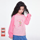 MiniPeace太平鳥(niǎo)童裝女童插肩袖長(cháng)袖T恤兒童內搭春裝打底衫 粉紅色2 160 cm