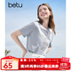 百圖betu女裝夏季新款T恤圓領(lǐng)趣味印花舒適棉感百搭短袖上衣女2505X10 灰色 L