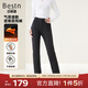 百斯盾一體絨休閑褲女2025秋冬新款高彈保暖不臃腫加厚御寒修身小直筒褲 深黑色-SE5H0078901 32 2.5尺/170/82B)