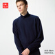 優(yōu)衣庫男裝女裝羊絨兩翻領(lǐng)針織衫/長(cháng)袖毛衣毛衫478544 69 藏青色 XS /160/76A