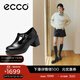 愛步（ECCO）單鞋 25年新款輕奢牛皮扣帶增高粗跟高跟鞋 都市首爾223543 黑色22354301001 39