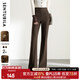 尚都比拉颯美利落氣質(zhì)通勤OL顯瘦時(shí)髦復古高腰顯瘦微嗽長(cháng)褲加絨加厚闊腿褲 134K52218咖色（加絨） M
