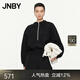 JNBY/江南布衣春秋衛衣拉鏈連帽短款女空氣層套頭上衣5O8414960 001/本黑 M