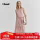 ELAND衣戀連衣裙女涼爽舒適半門(mén)襟無(wú)袖蛋糕A字長(cháng)裙夏季新款 粉色(25)Pink M 165