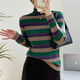 FSHE半高領(lǐng)毛衣女2025秋冬新款緊身款彩虹條紋軟糯外穿針織打底衫女 (款)圖片色 S 80-90斤