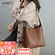 viney牛皮包包女包大容量水桶包輕奢單肩斜挎包生日禮物品牌送女友老婆