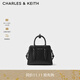 CHARLES&KEITH插帶兔耳托特包手提斜挎包婚包包女包生日禮物CK2-50781362 Black黑色 M
