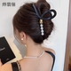 燁翡儷高級感發(fā)夾法式圓珠磨砂黑鯊魚(yú)夾頭飾后腦勺抓夾盤(pán)發(fā)束發(fā)夾子發(fā)飾