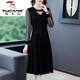 啄木鳥(niǎo)（TUCANO）黑色氣質(zhì)連衣裙2025春秋新款修身顯瘦時(shí)尚洋氣大尺碼女裝外穿打底 黑色/ 618長(cháng)/袖裙子 XL 110-120斤