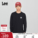 Lee商場(chǎng)同款25新品標準版圓領(lǐng)Logo織標男長(cháng)袖T恤休閑LMT0102883RX 黑色 M