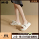 MIO米奧夏季高跟時(shí)尚拖鞋蓬軟扭結(jié)厚底沙發(fā)拖通勤一字拖女 米色 38