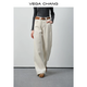 VEGA CHANG【慵懶結界】白色牛仔褲女2026新款春季百搭直筒闊腿褲 蜜酪白 M
