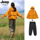 JEEP SPIRIT吉普劉亦菲同款工裝褲女士小個(gè)子沖鋒衣褲戶(hù)外三合一秋冬兩件套裝 向日葵+黑色【三合一套裝】 M