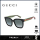 古馳（GUCCI）墨鏡女新款時(shí)尚織帶鏡腿大框方形開車太陽鏡男情人節(jié)日禮物GG0034 GG0034SN-002