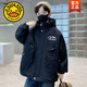G.duck小黃鴨男童棉服冬裝加絨加厚外套秋冬款中大童男孩冬季派克服潮 黑色 180cm（成人款）