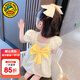G.duck小黃鴨女童連衣裙夏季兒童裙子女寶寶碎花公主裙小女孩夏天衣服 黃色 90 尺碼1~2歲【 80-90cm】