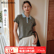 Olrain歐芮兒撞色波浪邊polo領(lǐng)設計感T恤女夏季2025新款短袖上衣 灰色 M