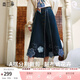 兩三事牛仔半身裙女2025春季新款藍色裙子設計高腰A字半裙長(cháng)裙 荊棘之舞 牛仔藍 L