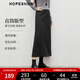 紅袖絕美顯瘦半身裙2025冬季新款女裝開(kāi)叉松緊腰復古輕熟氣質(zhì)直筒長(cháng)裙 黑灰090（S碼M碼L碼預售11.7） M