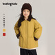 布丁哈魯女童復古條紋內里棉服秋冬新品中大童撞色翻領(lǐng)棉衣兒童寬松外套潮
