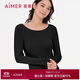 愛(ài)慕女圓領(lǐng)上衣保暖內衣含氨基酸抗菌打底牛奶系AM727952黑色160